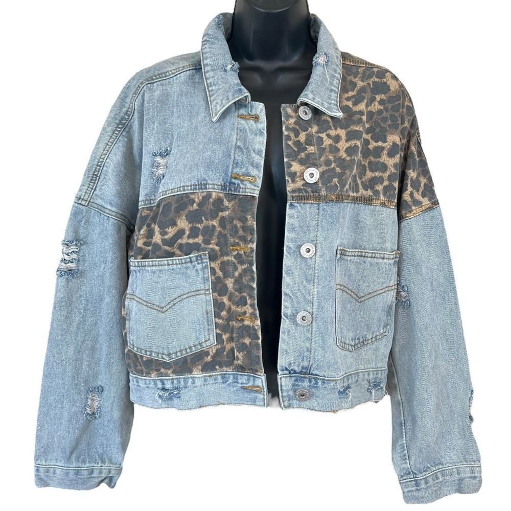 POL Off Duty Leopard Denim Jacket